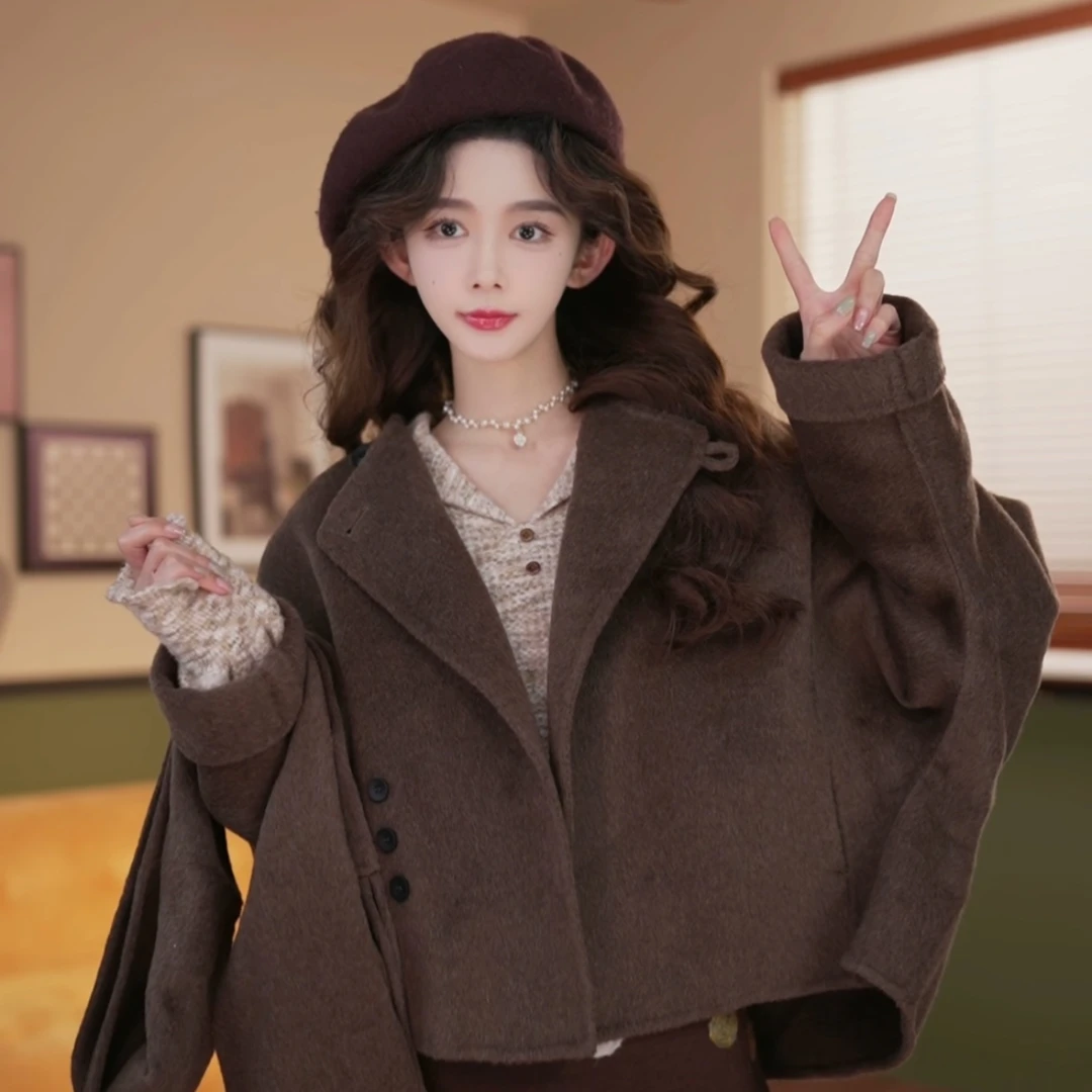 余紫绮.【临风】（有围巾）百搭高级纯色大衣外套ZX9019057