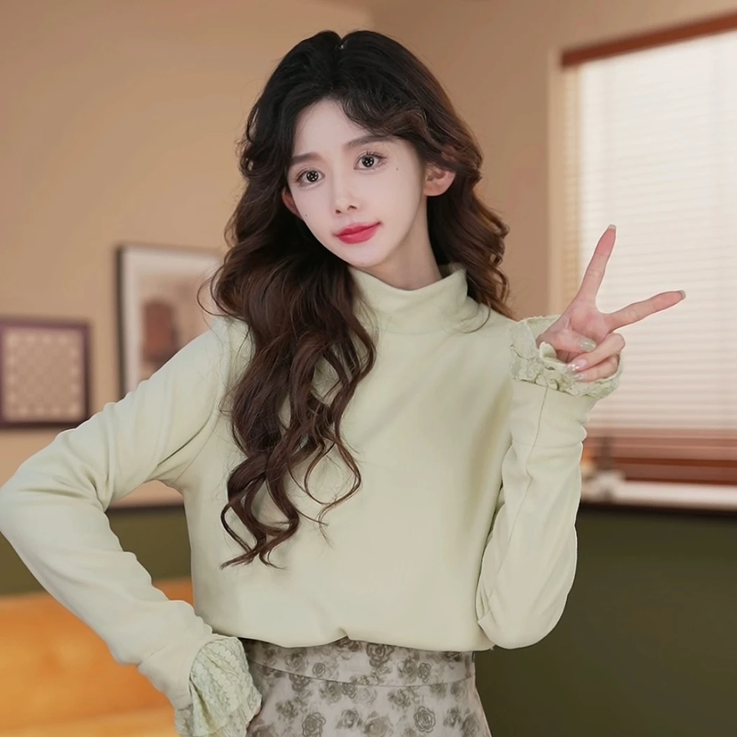 余紫绮.【山涧清泉】纯色针织高领打底上衣ZF1102066