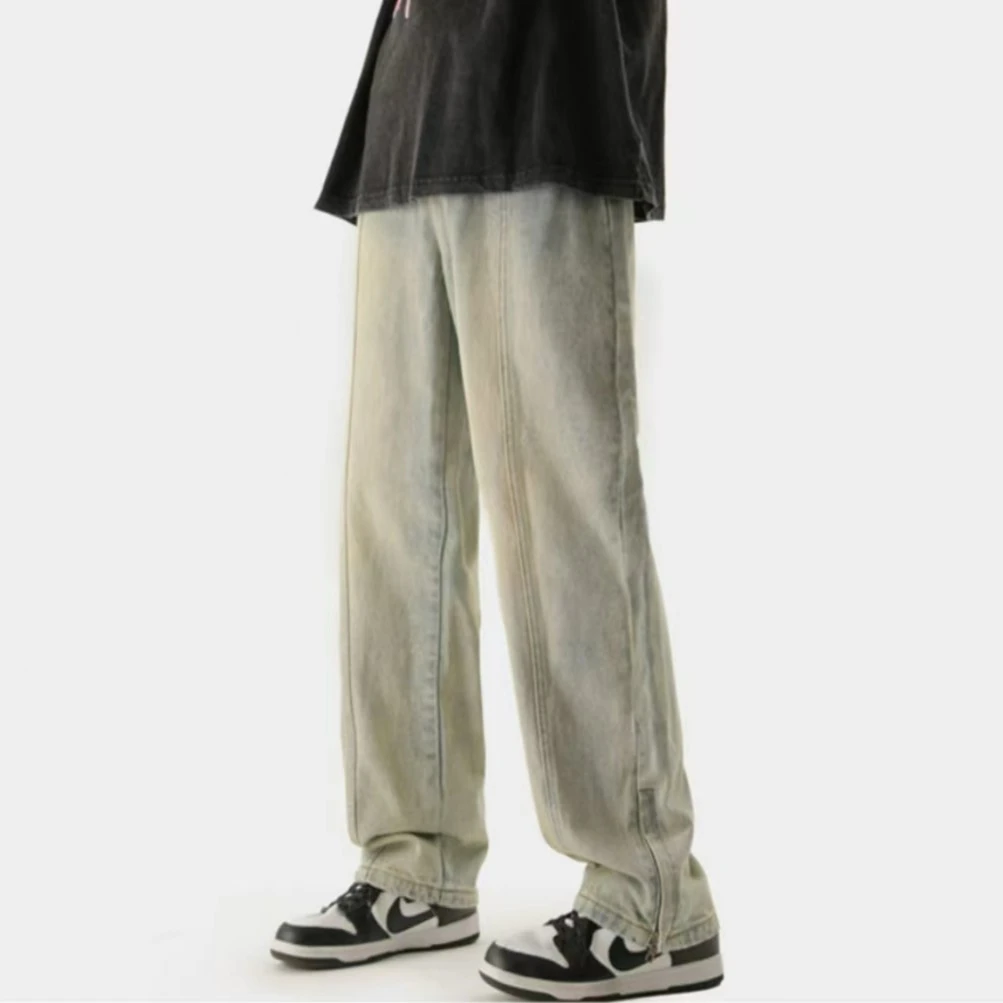 春夏男女同款一裤两穿Ins高街宽松百搭牛仔裤2458春夏百搭牛仔裤