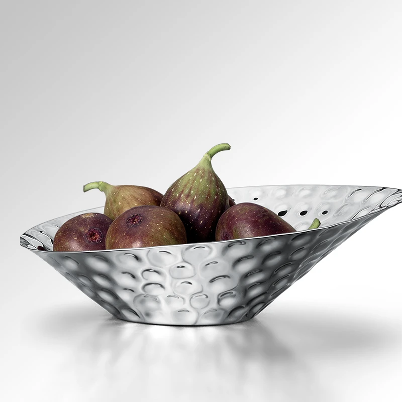 水果果盘家用轻奢北欧锤纹网红ins创意个性时尚摆件乔迁礼物大号