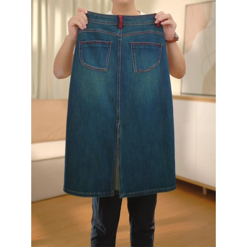 蜜桃臀丨安克拉红-夏季上新A字半身裙-百搭高腰牛仔半身裙子