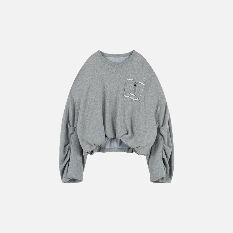 【云朵】Chyna定制秋季双面棉针织宽松短款蝙蝠袖卫衣L02453