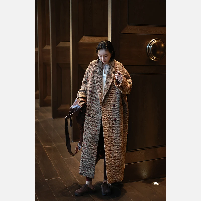 【彩虹糖】Chyna时尚冬季羊毛中长款大衣