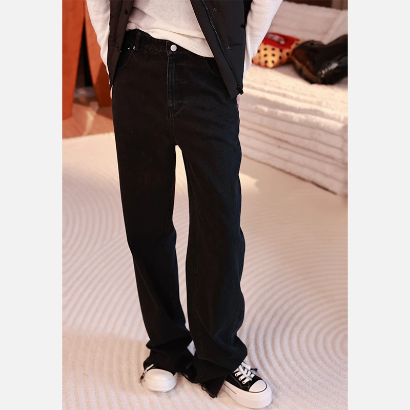 【摩登时代】时尚百搭微弹石墨黑牛仔裤