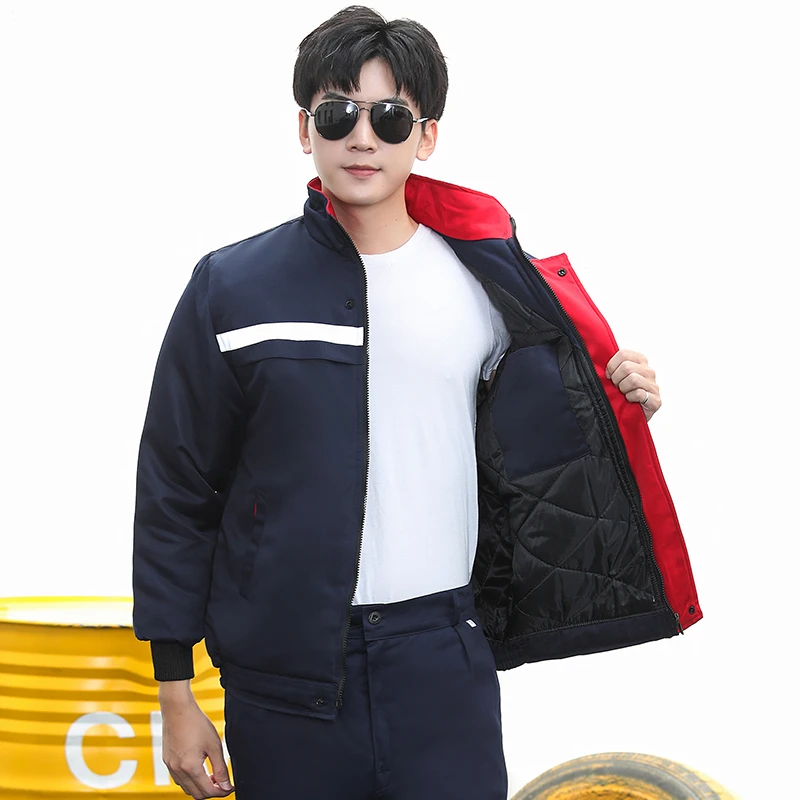 冬季工作服男装加厚防寒加绒棉袄汽修工地保暖棉服工装劳保服定制