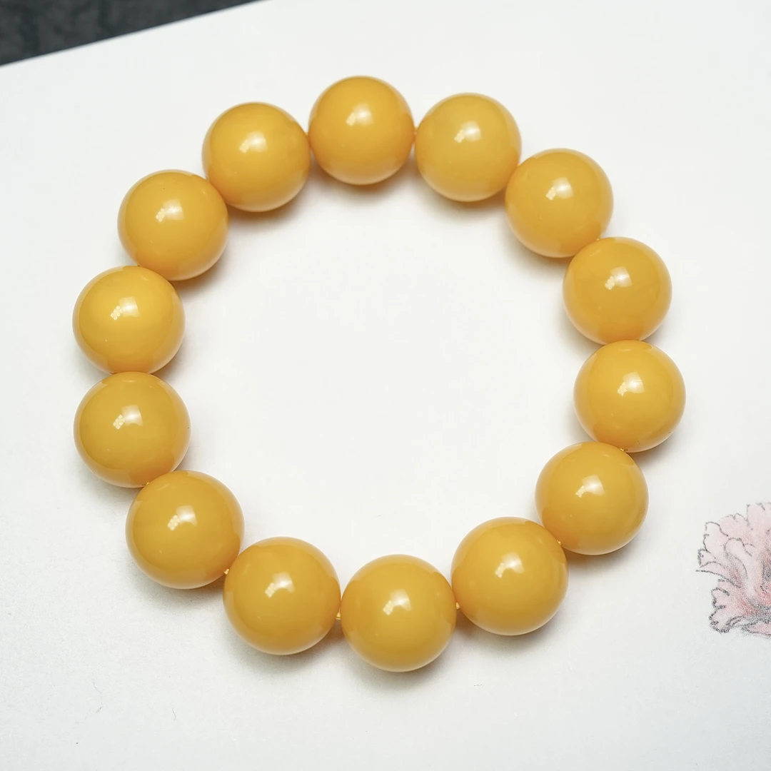 蜜蜡手串16/17+mm天然蜜蜡俄料鸡油黄满蜜蜜蜡手串真品纯天然100%