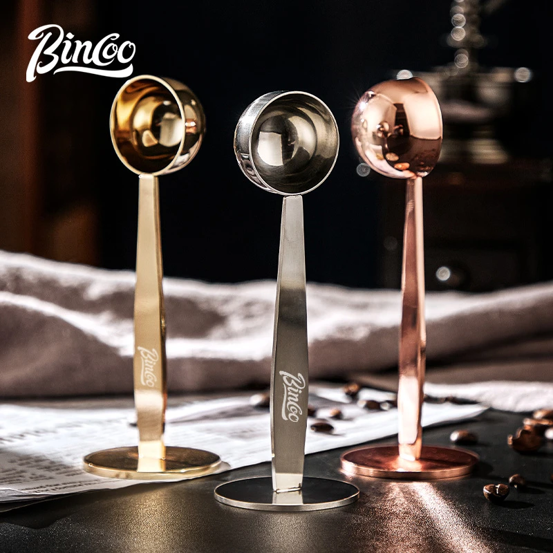 Bincoo咖啡勺压粉器按压式金属不锈钢压粉器两用咖啡机咖啡壶专用