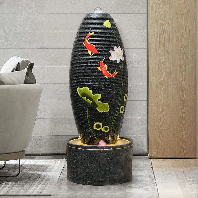 招财福蛋流水落地喷泉开业摆件欧式客厅玄关办公室风水轮室内水景