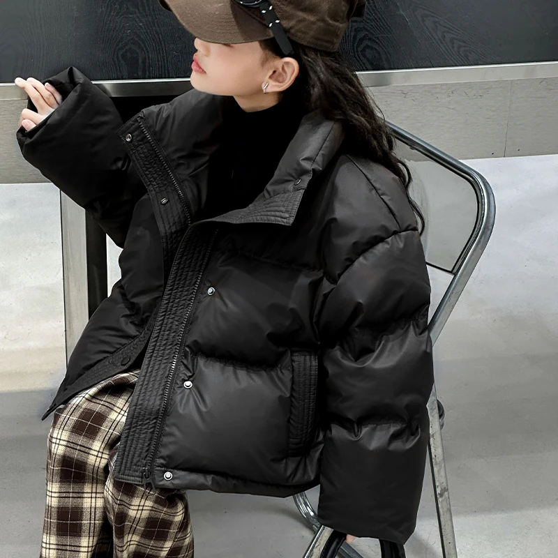 女童羽绒服2023新款黑色洋气网红炸街冬季儿童加厚保暖女孩免洗潮
