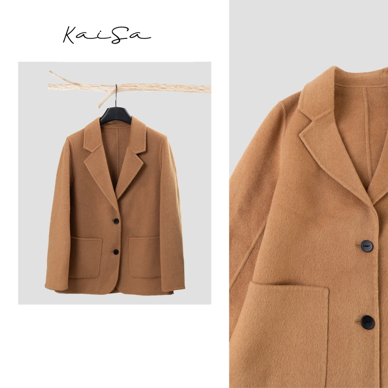 【心喜】通勤简约~羊绒羊毛混纺短款双面呢上衣大衣外套EY241066