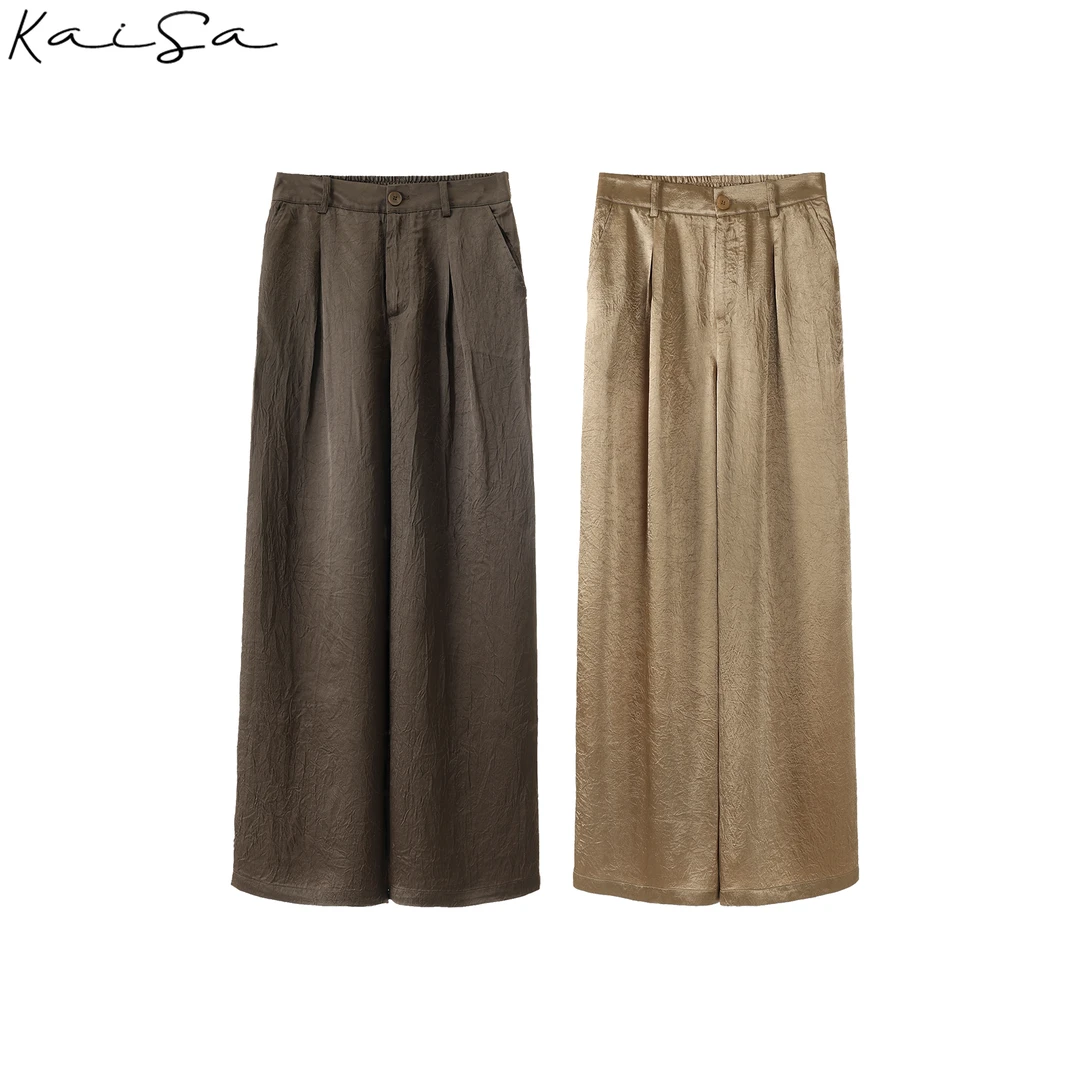 【言夏】超好穿系列~夏季高定醋酸高腰休闲裤直筒裤86615