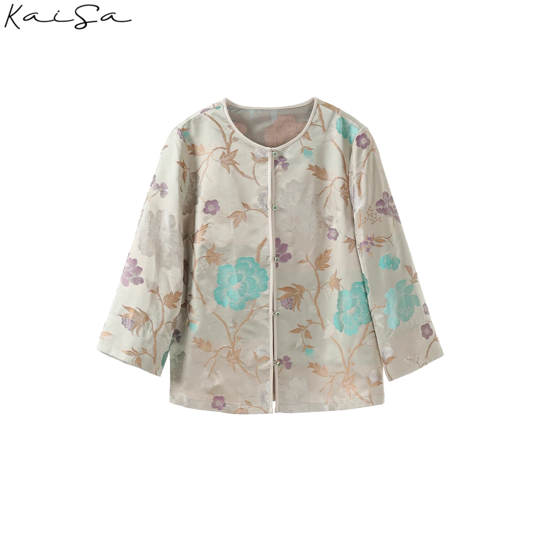 【幽兰】淡雅华丽~老料宋锦香云纱桑蚕丝外搭外套上衣