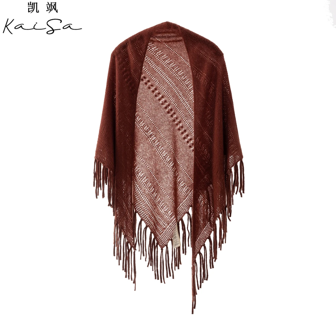 【时光记忆】100%纯山羊绒流苏长巾三角巾围巾90*200