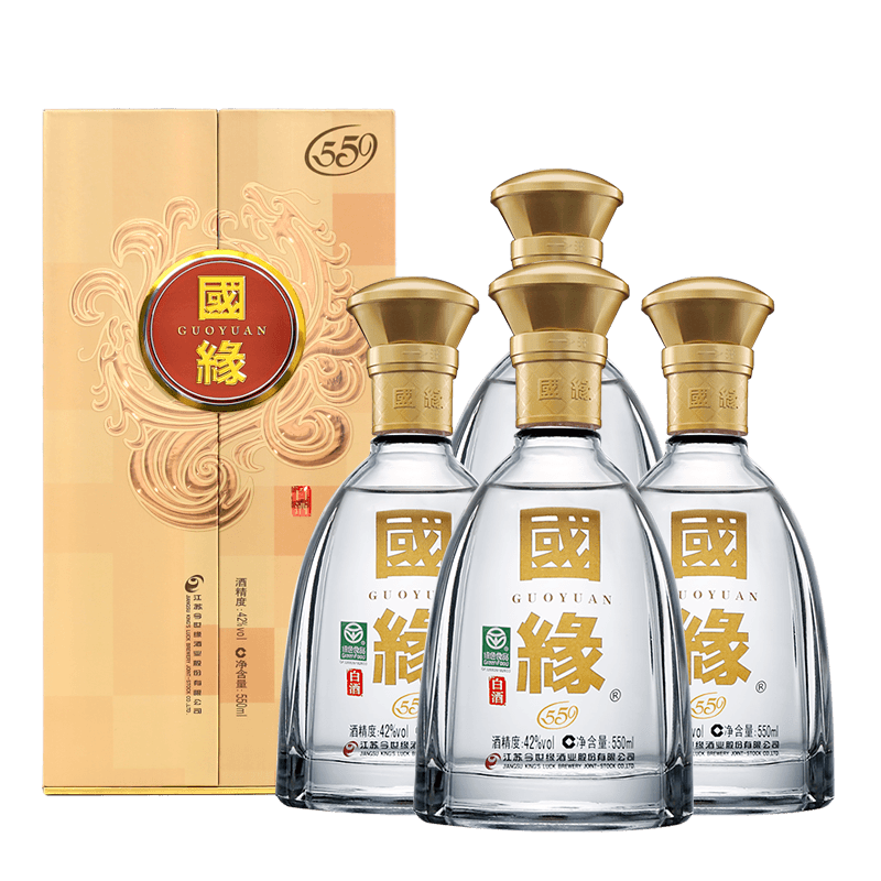 国缘550ml国缘对开【整箱装】柔雅型白酒商务宴请 4瓶42度