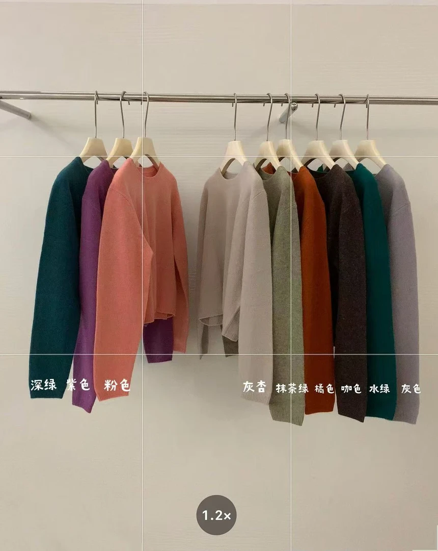【纯羊毛】秋冬时尚圆领全羊毛衣纯色上衣羊毛衫外套女