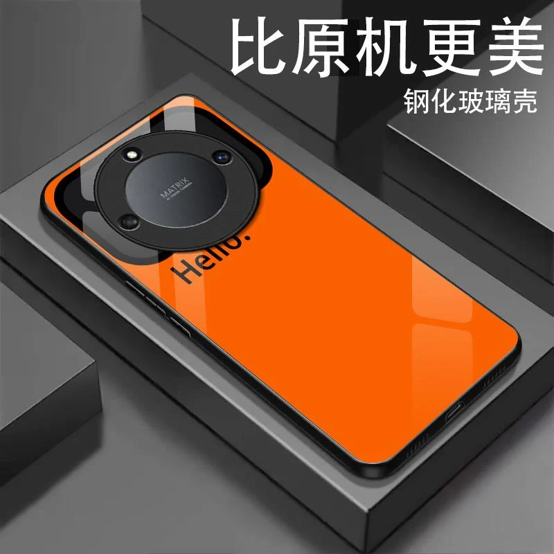 笑脸视窗适用荣耀x50手机壳华为荣耀x50i新款x40gt玻璃壳x40i男女