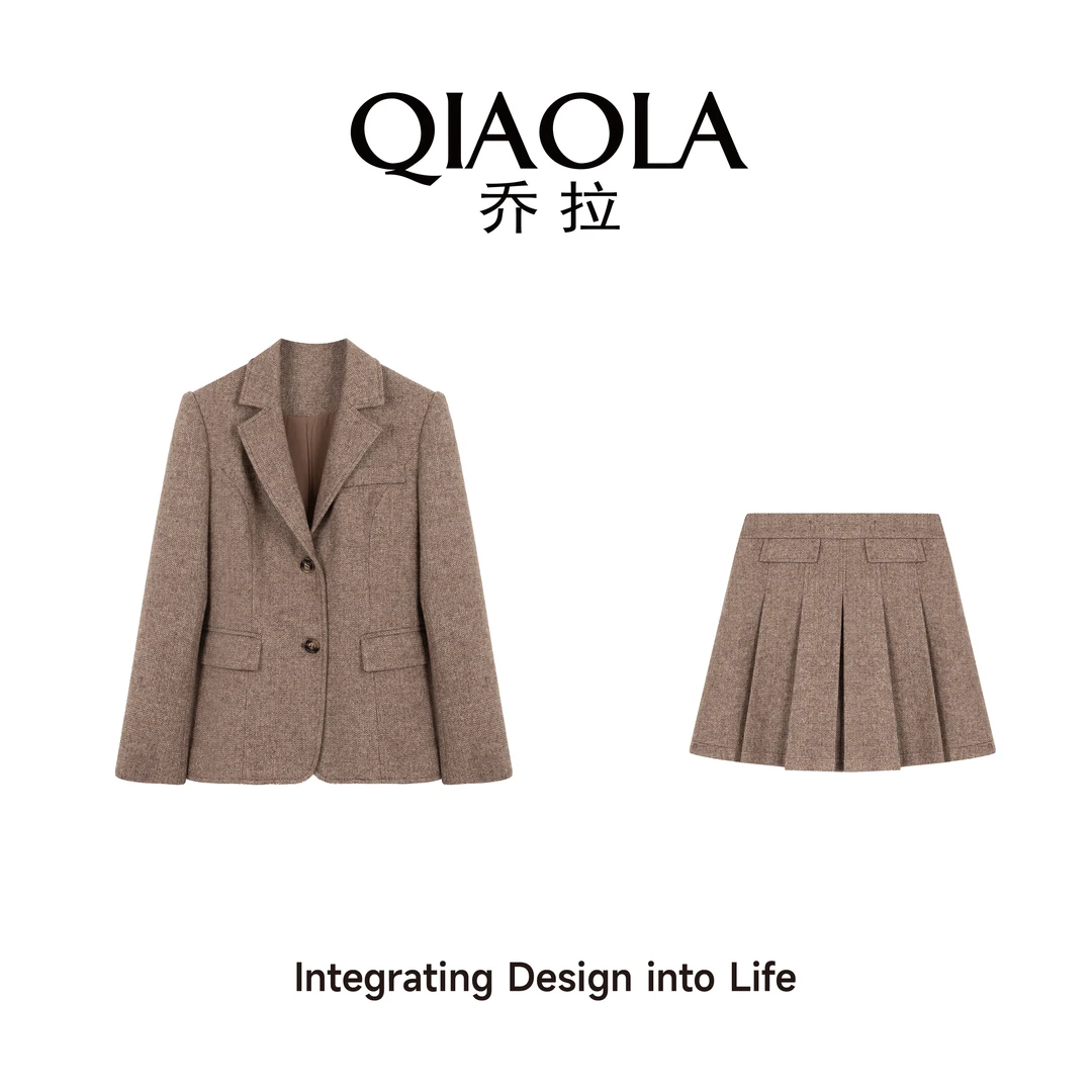 QIAOLA/乔拉【冬日暖阳】秋冬季毛呢显瘦高级感小众时尚套装预售