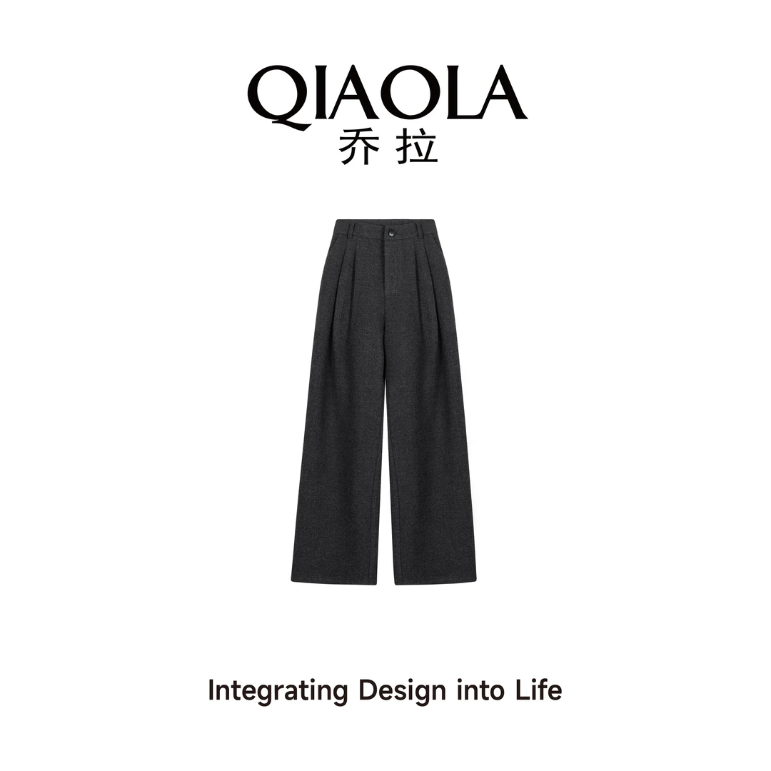 QIAOLA/乔拉【雾都晨报】秋冬季新款直筒宽松显瘦百搭裤子预售