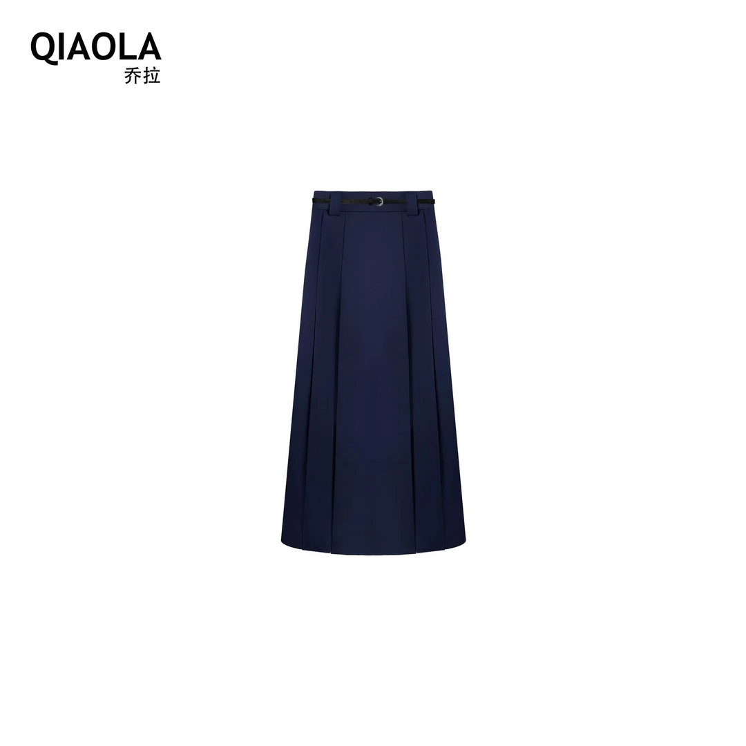 QIAOLA/乔拉【风起伦敦】秋冬季梭织白色休闲减龄半身裙