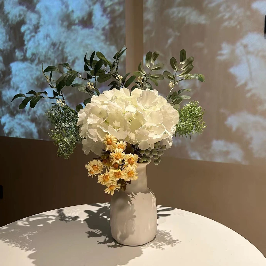 轻奢高档花束带花瓶绣球绿植仿真花绢花桌面客厅餐桌小众森系摆件