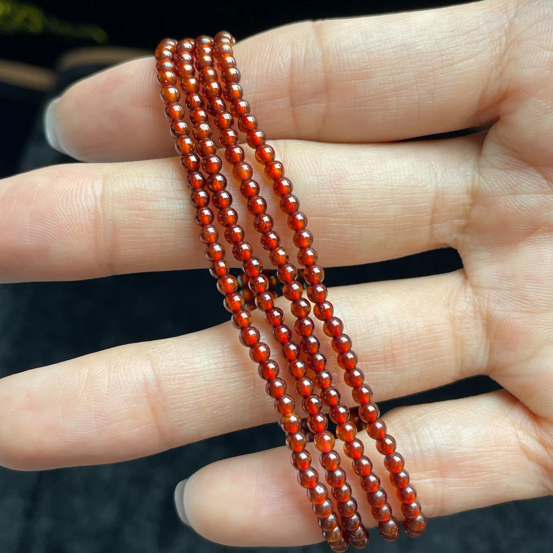 (新人福利)天然紫牙乌~橙红石榴石~手串手链多圈女款鸿运当头九紫
