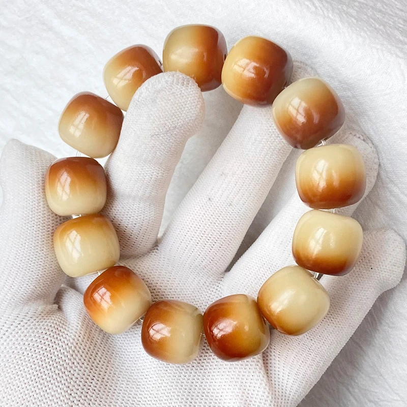 原生态菩提根大尺寸炭烧老型桶珠佛珠手串学生绕指柔单串