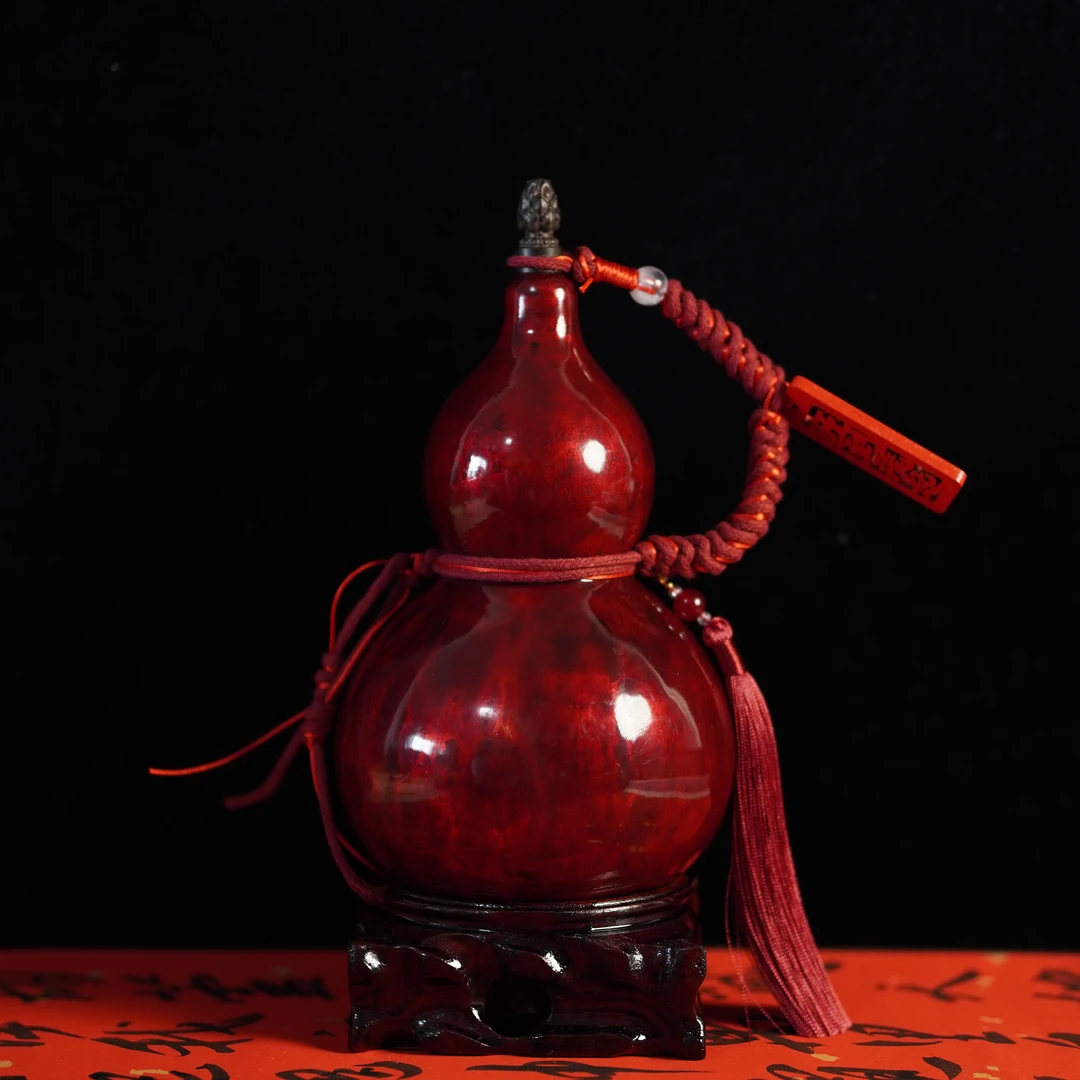 【红砂蕊风】赤宝砂大漆款精品酒葫芦,一物一款,摆件精美酒葫芦