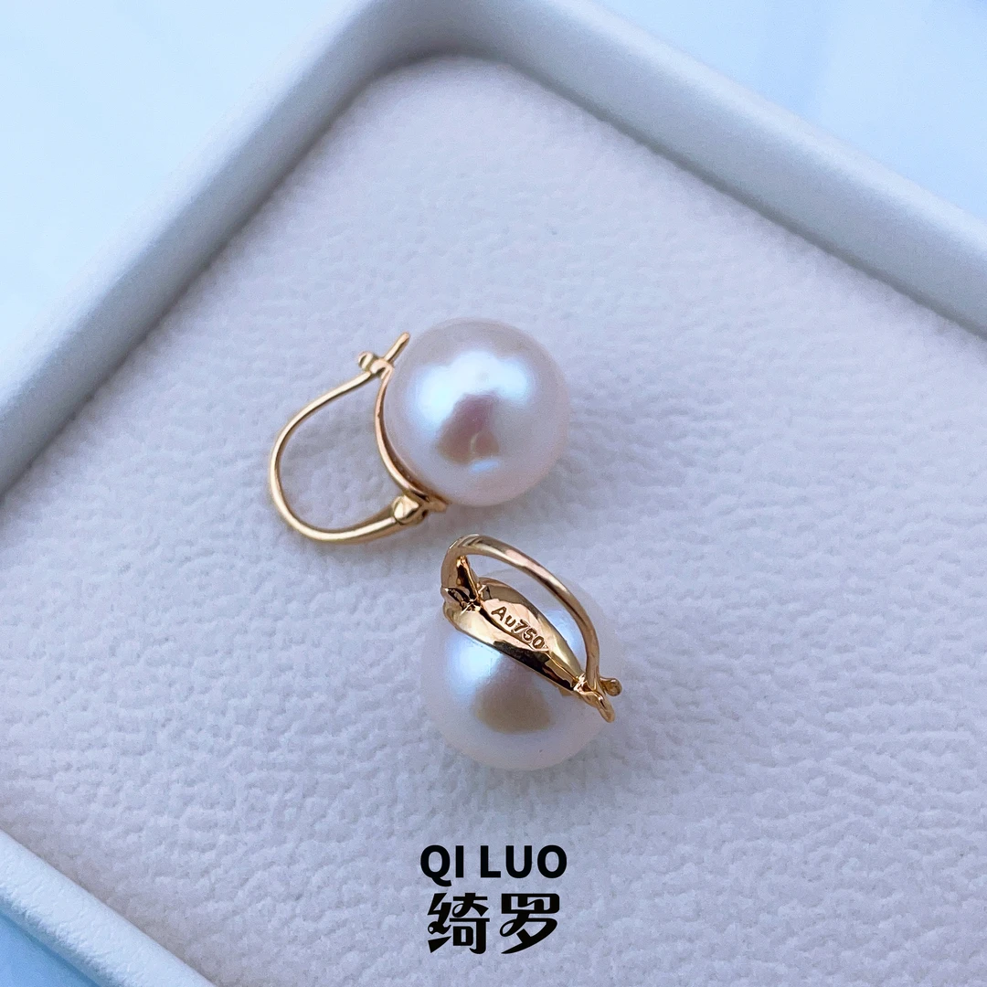 【金茶壶 E406】淡水珍珠K金茶壶款耳扣 时尚优雅气质百搭 18K金