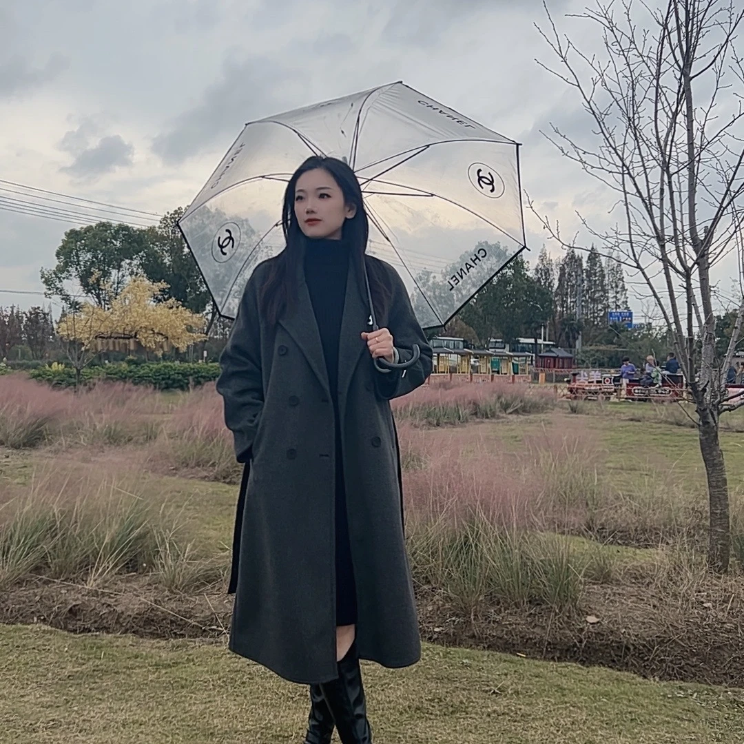 2024新款双面呢大衣韩版时尚中长款风衣气质百搭毛呢外套