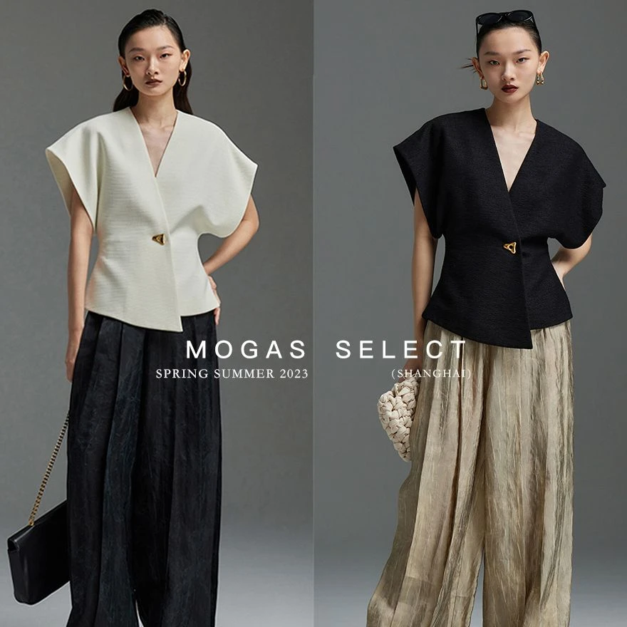 Mogas【达人专属】时髦单品酷飒气质收腰显瘦一粒扣不对称马甲女
