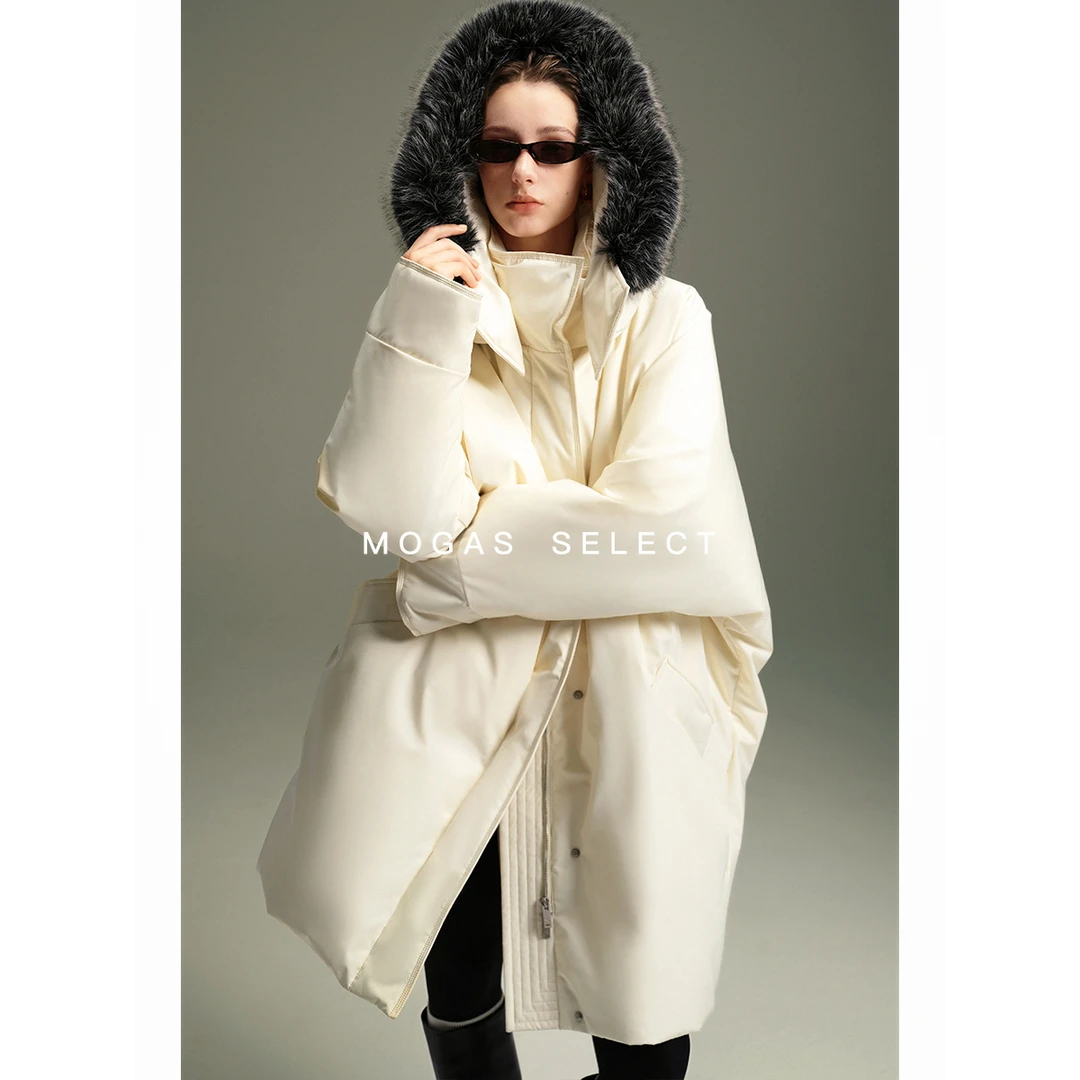 Mogas【于月专属】三防西班牙90白鸭绒可拆卸毛领连帽派克羽绒服女
