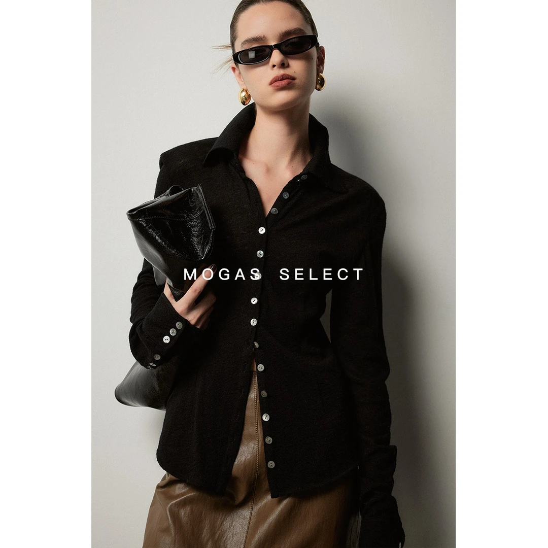 Mogas【粉丝回馈】100纯羊毛立体软糯感上身纸片人针织开衫