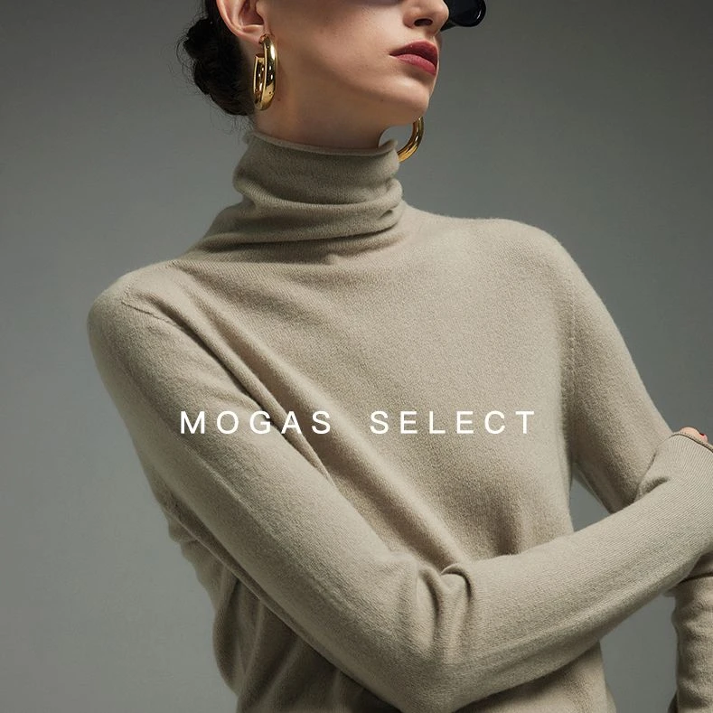 Mogas重磅100纯羊毛舒适无缝一线成衣亲肤半高领打底针织衫317103