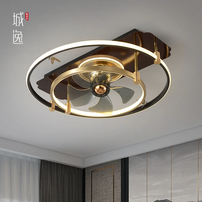 城逸 新中式风扇灯中国风禅意主卧室灯具家用全铜茶室餐厅吸顶灯
