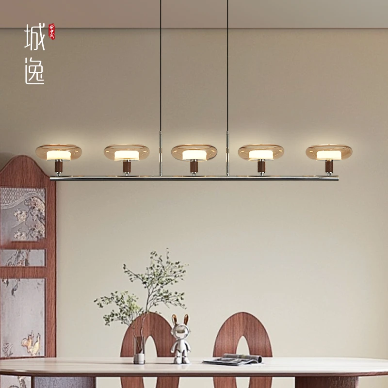 城逸 中古美拉德吊灯餐厅灯高级感创意茶室吧台复古长条餐桌灯