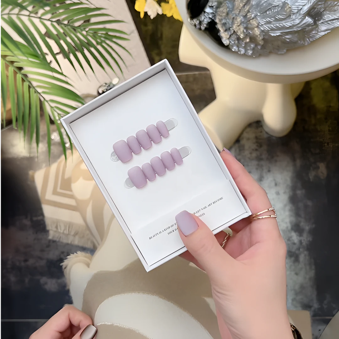 【磨砂紫】高品质穿戴甲高级感紫色高贵短方极致简约时尚温柔美甲贴