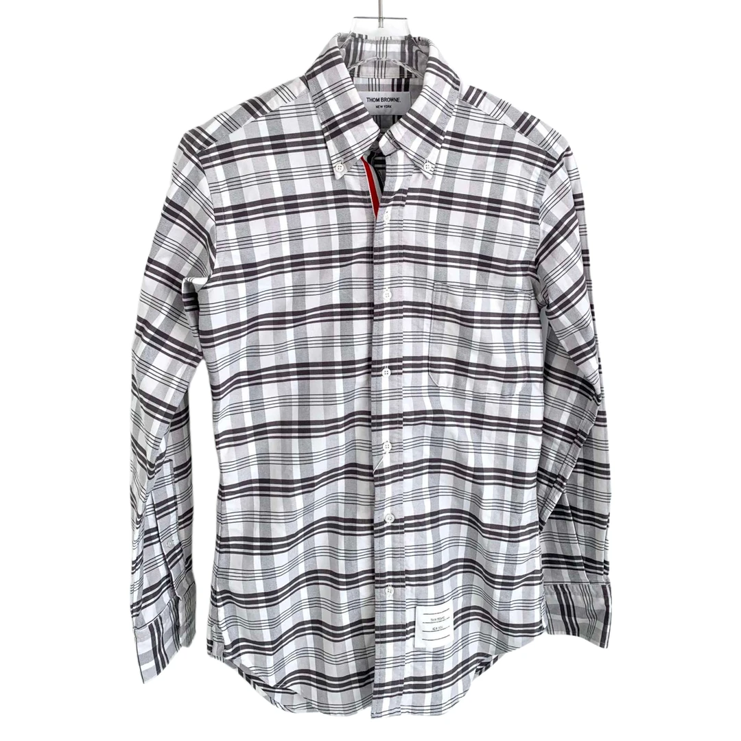 99新 THOMBROWNE 004440 Thom Browne 经典格纹门襟衬衫 1码