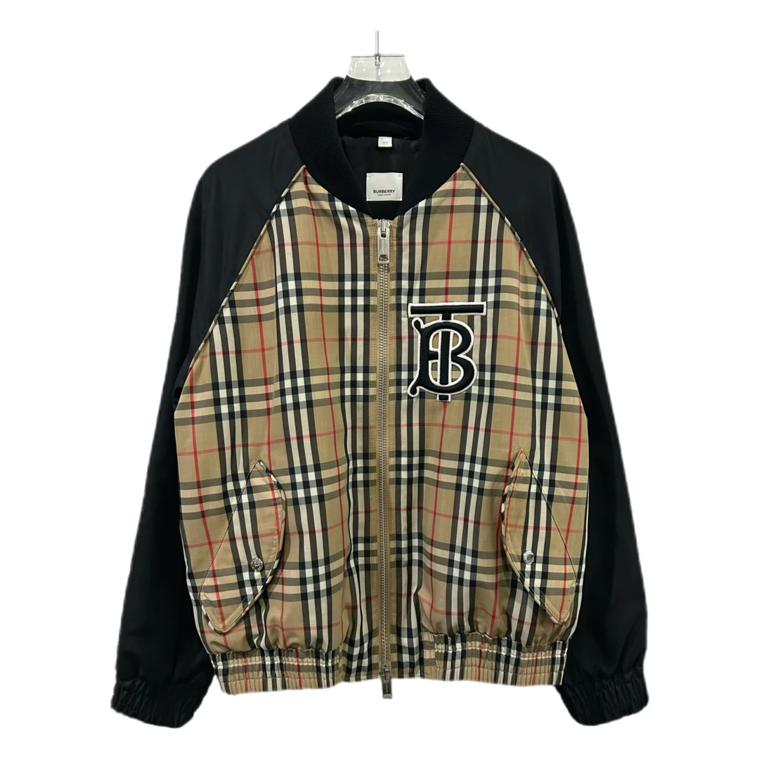 99新 BURBERRY/博柏利 001063 拼色经典格纹聚酯纤维外套  uk10码