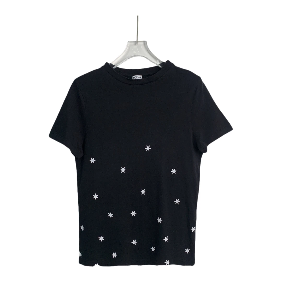 99新 LOEWE/罗意威  01290 背面logo星星印花圆领黑色短袖 XS码
