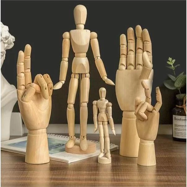 CG1201-关节模型木偶人绘画素描木头人木人小木人摆件8寸人偶