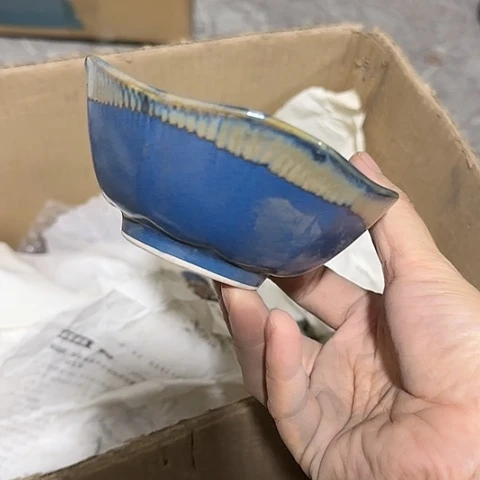 瓷片景泰蓝釉花口盏