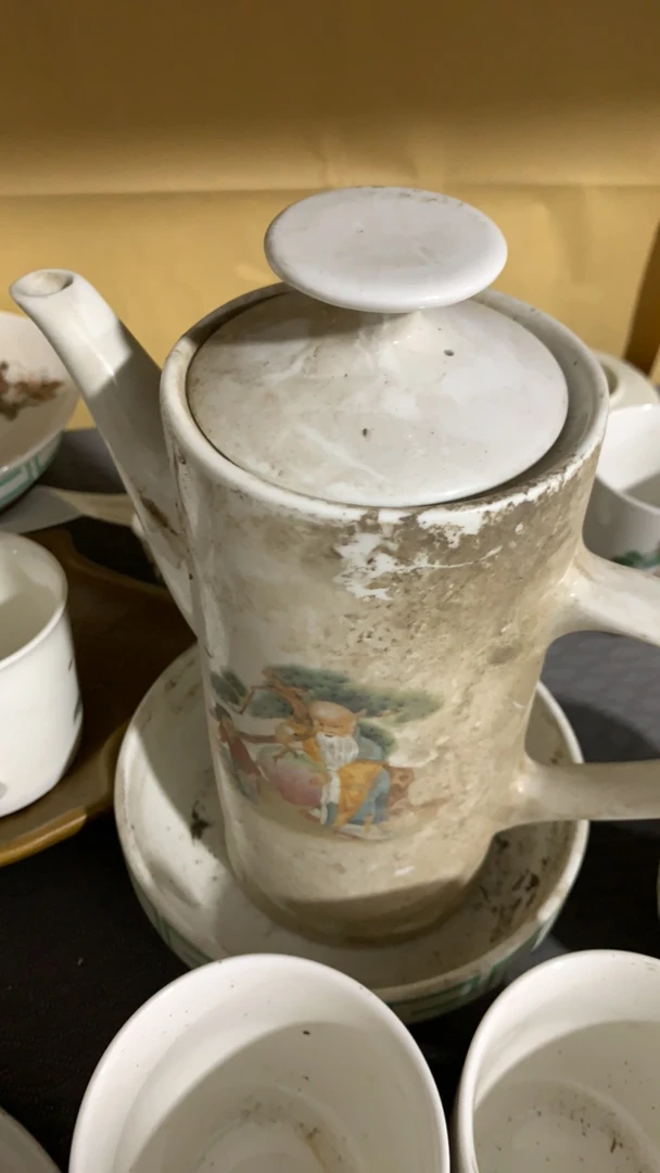 老寿星画片直筒茶壶