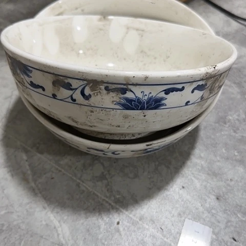 瓷片青花釉中彩大汤盆8寸，21cm