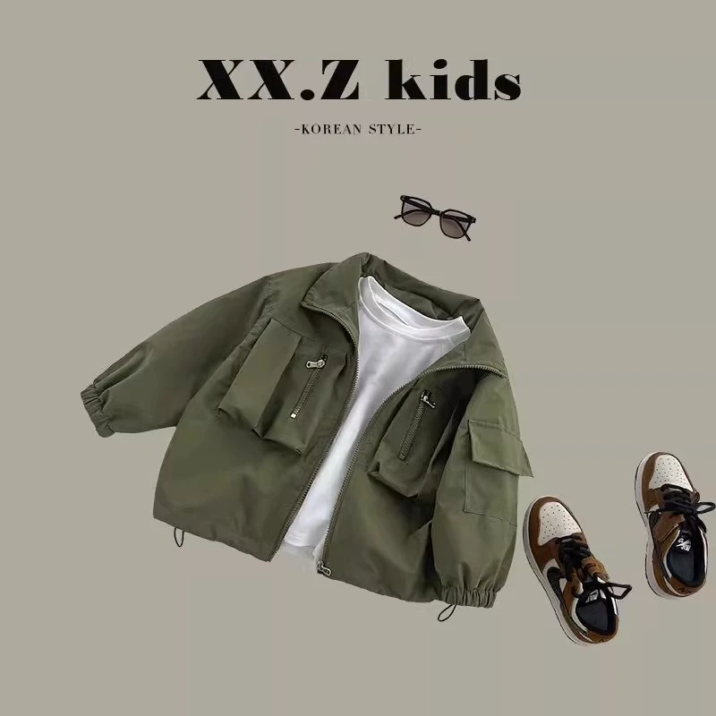 男童外套春秋款新款中小童秋装夹克痞帅宝宝炸街工装上衣潮酷秋冬