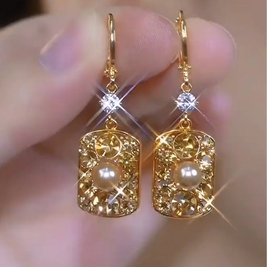 925银针耳饰 【356号】气质长方体满锆时尚法式轻奢耳环