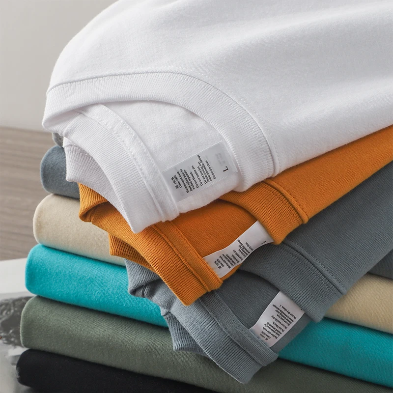 美式300g重磅纯棉短袖T恤男女夏季新款纯色白色半袖三本针打底衫