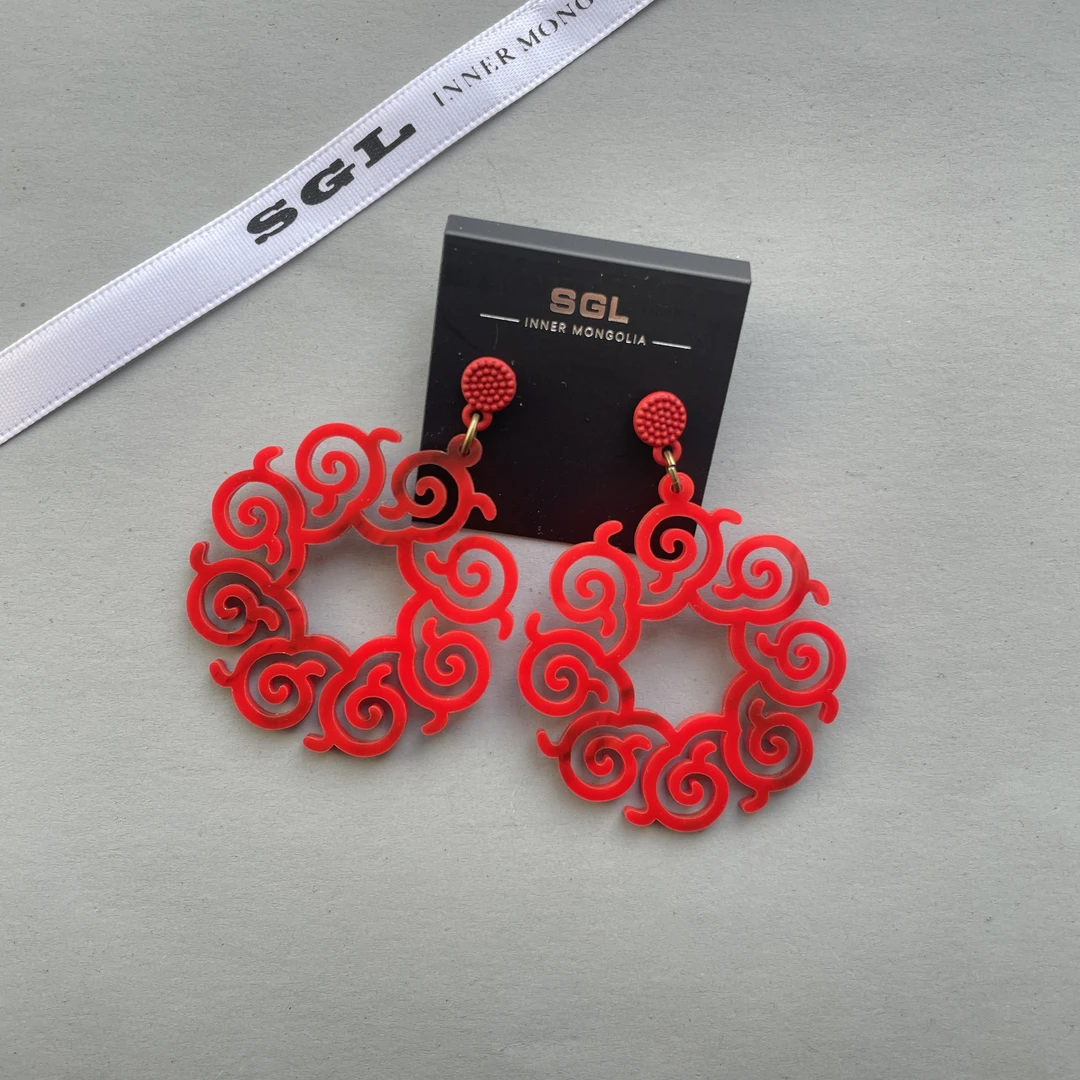 非金属亚克力耳饰 SGL设计师品牌东方元素传统花纹时尚耳环511