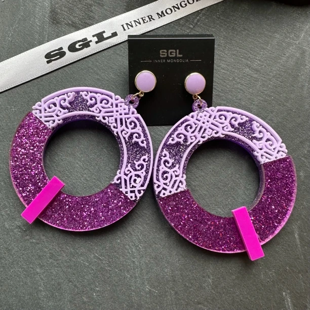 非金属亚克力耳饰 SGL原厂设计东方元素传统纹饰耳环565