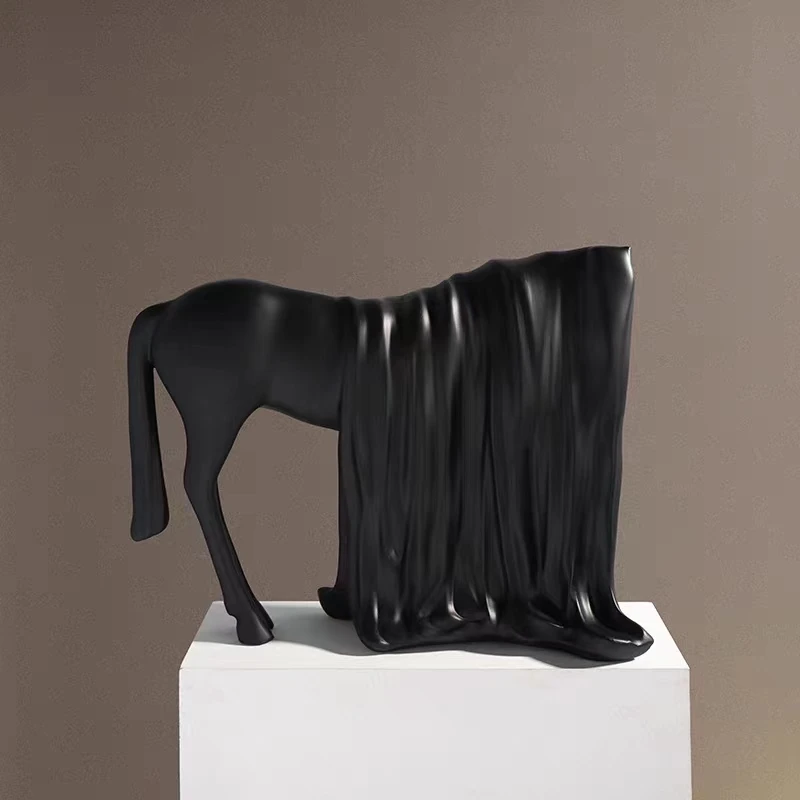 拓荒牛简约现代抽象马摆件样板间玄关博古架软装饰品书房酒柜摆设