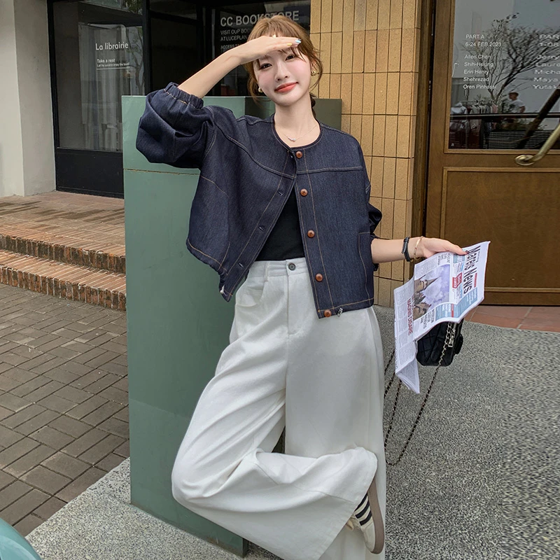 韩系复古短款牛仔外套女春秋2024新款时髦气质休闲百搭小个子夹克